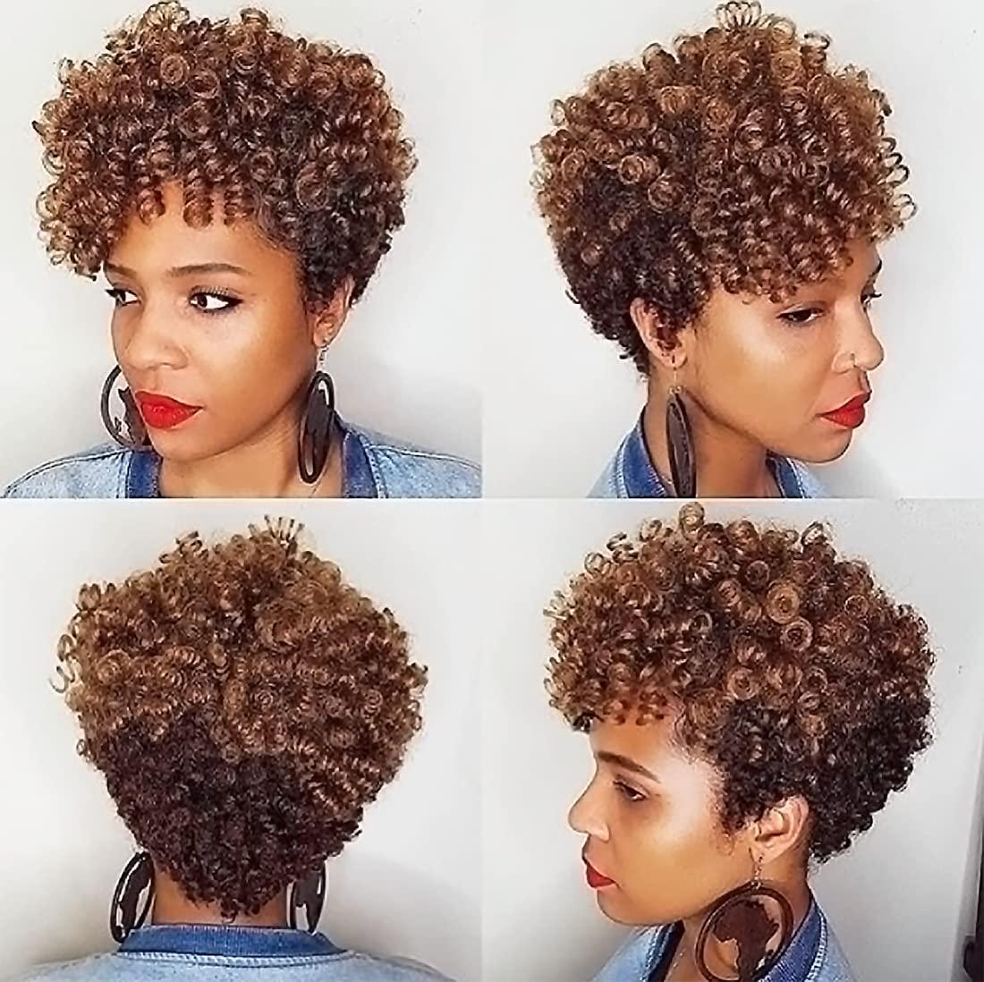 QITAQOTA Brown Curly Synthetic Wig
