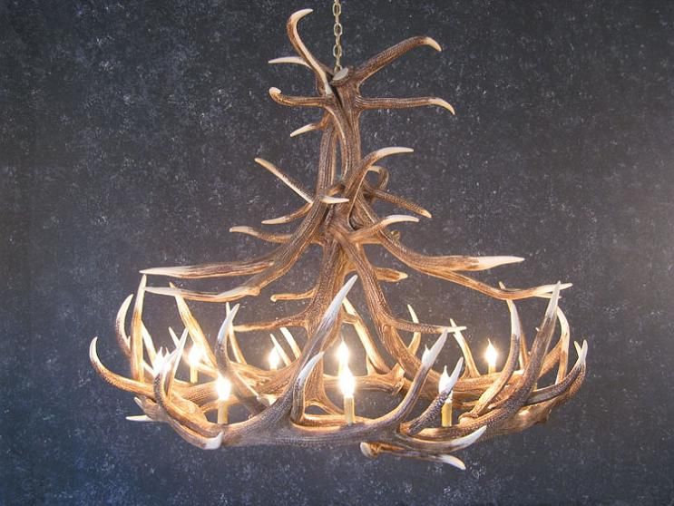 Antler Chandelier Lighting Double Layer, 14 Antlers + 8 Lights Retro Country Style Deer Horn Chandelier Lighting With E12 Base, Antler Lamp For Cafes, Bars, Kitchen