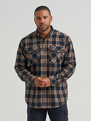 Wrangler Workwear Flannel Overshirt - Caviar Plaid