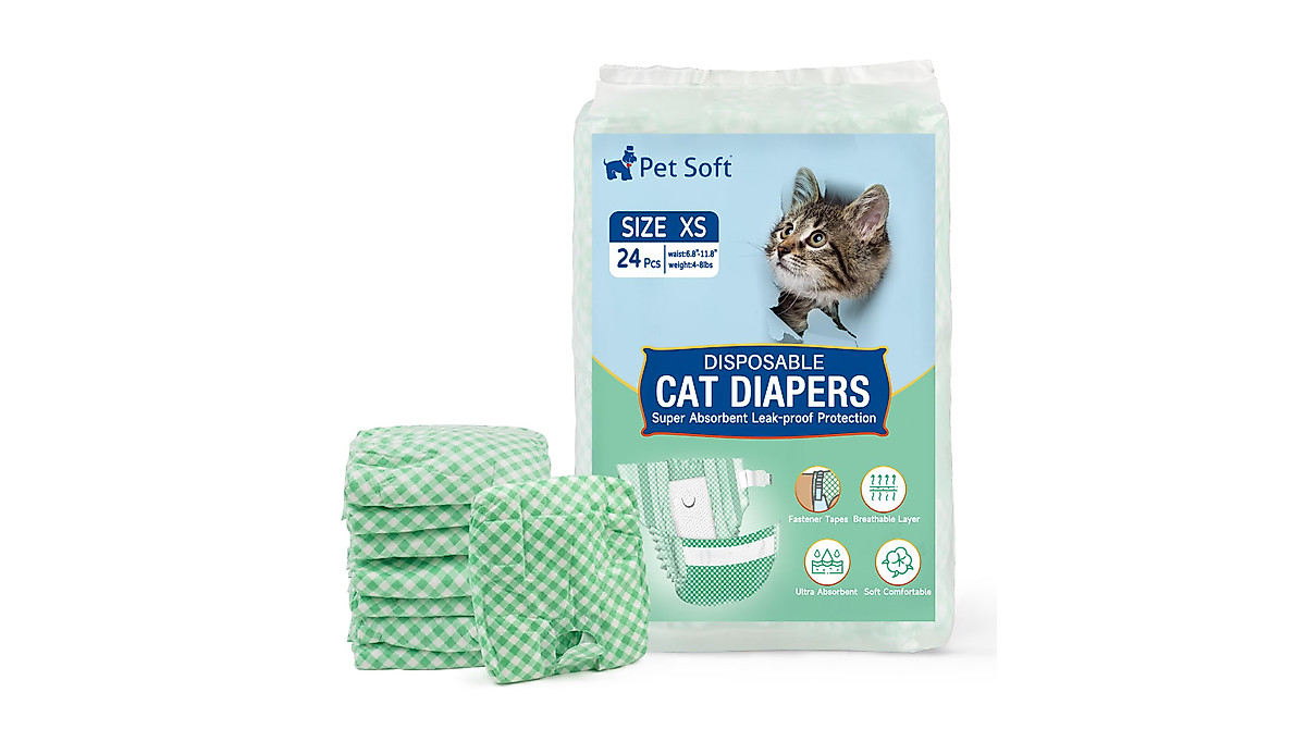 Pet Soft Disposable Cat Diapers, XS, 24 Count