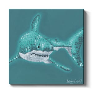 Abstract Watercolor Style Shark Wall Art Canvas Print