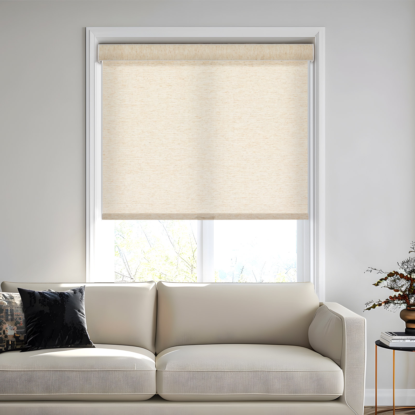 Persilux Light Filtering Curtains/Blinds - Cream, 46" W x 72" H