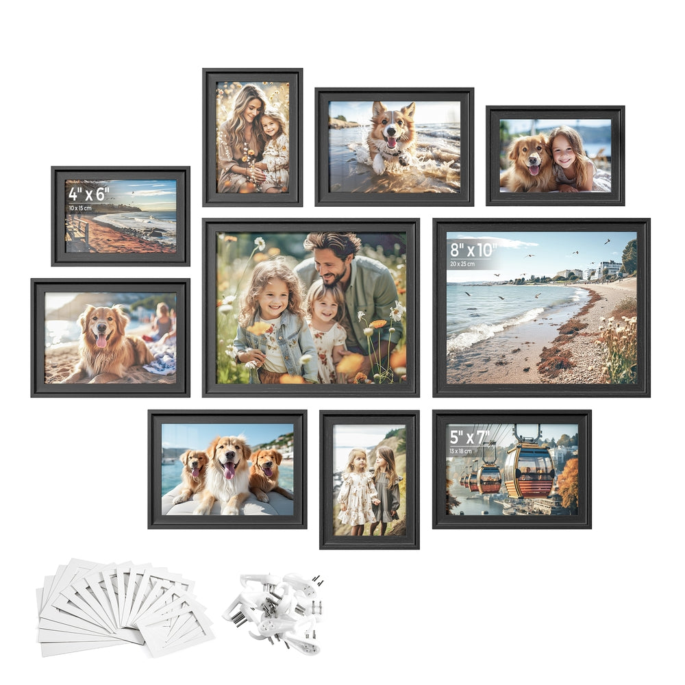 SONGMICS 10-Piece Collage Picture Frame Set with 16 Mats