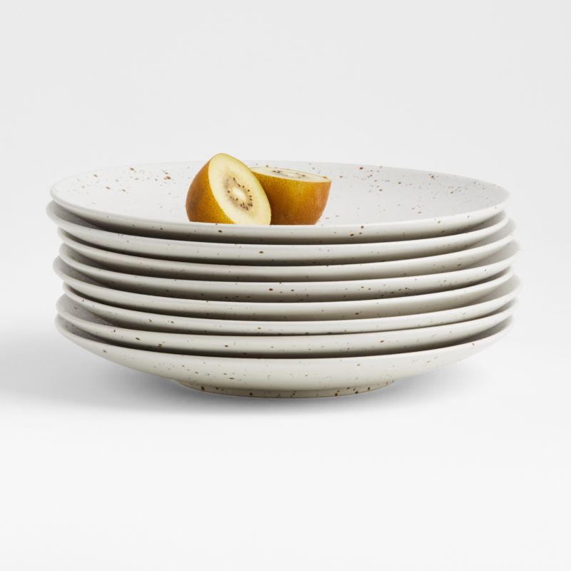 6 pcs Speckled White Stoneware Dinner Plate with Concentric Rings