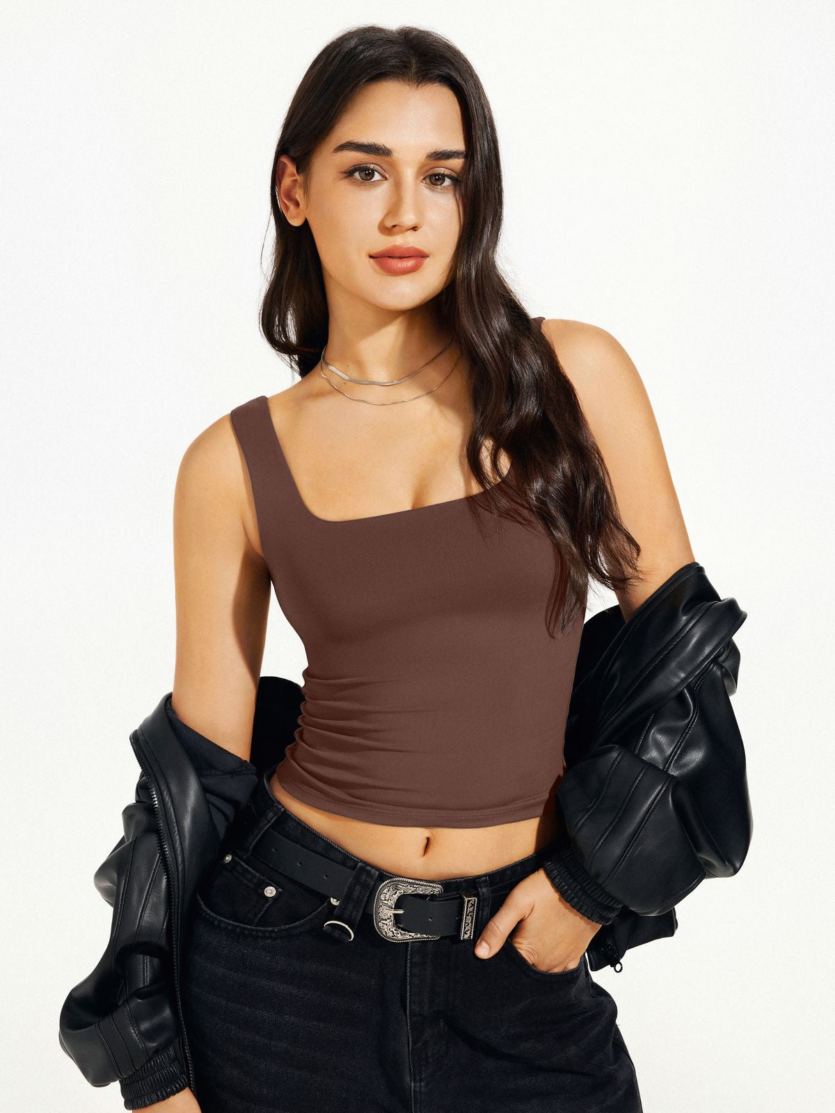 REORIA Women's Camisole / Tank Top Coffee Brown Size M