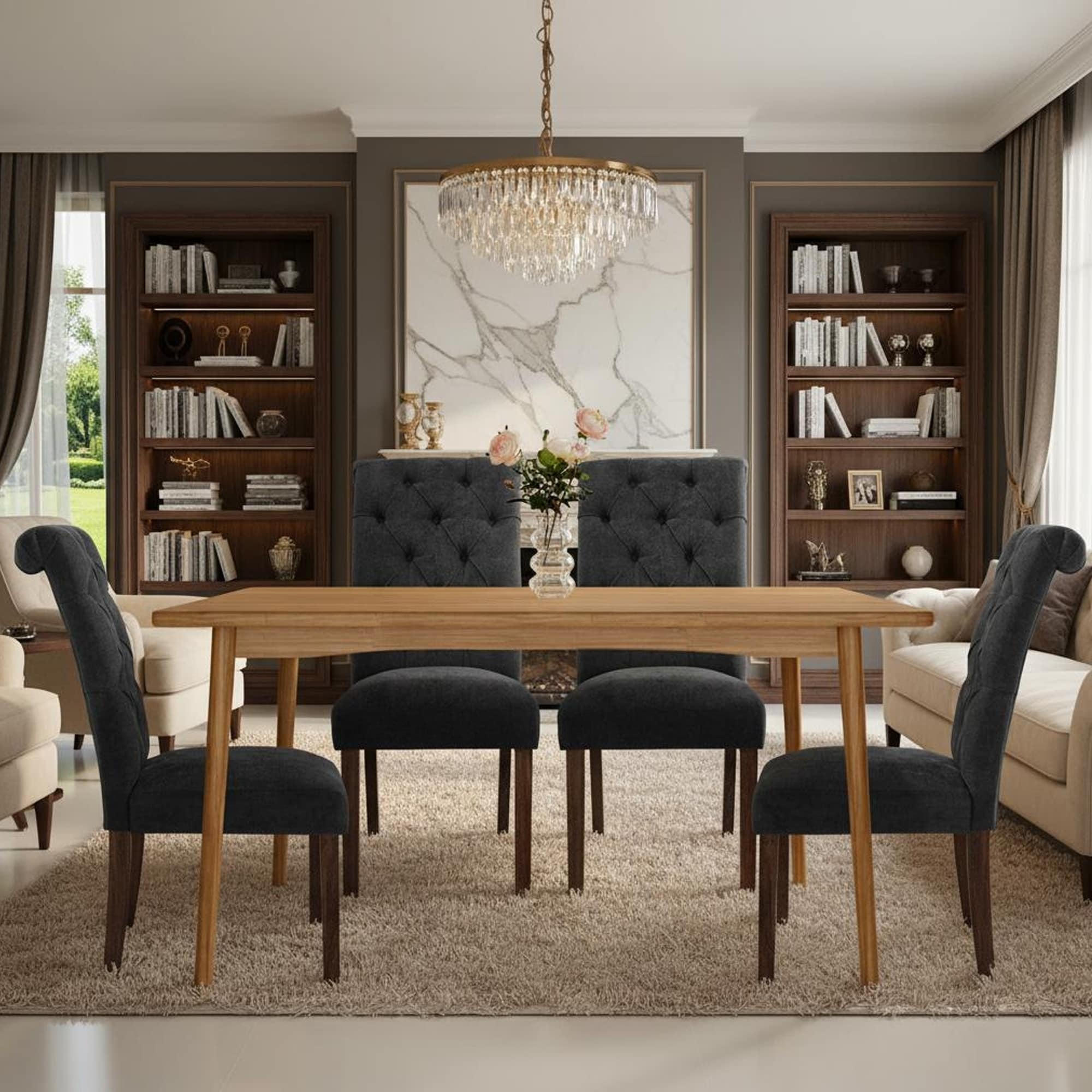 Upholstered Solid Wood Fabric Parsons Dining Chair Side Chair (Set of)