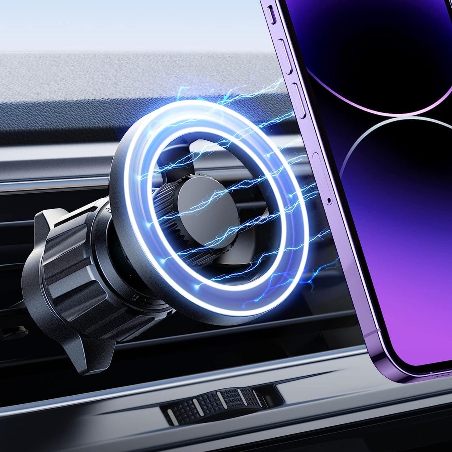 LISEN Air Vent Magnetic Car Phone Mount S6 (Black, 1-Pack)
