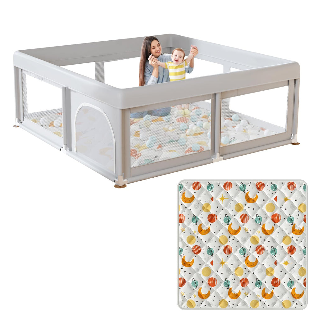 Baby Playpen with Mat / Play Fence for Babies and Toddlers 49 x 49 inch