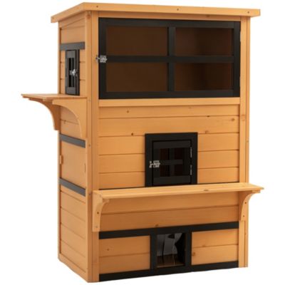 Indoor & Outdoor Cat House with Escape Door, Size Large, Model 2025-YJWMXMW-L