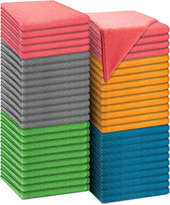 USA Nooks Microfiber Cleaning Cloth, 50 Pack, Multicolor