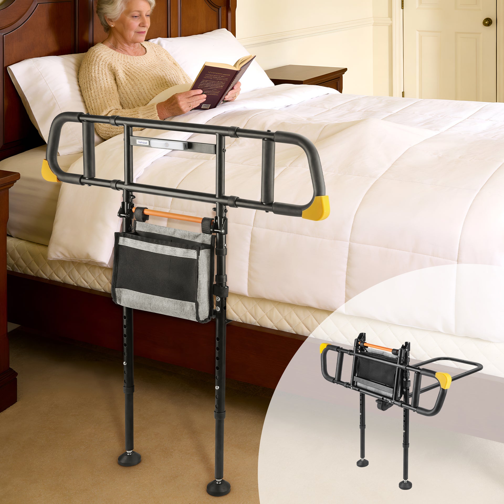 Nimood C5 Pro Bed Rails with Motion Light