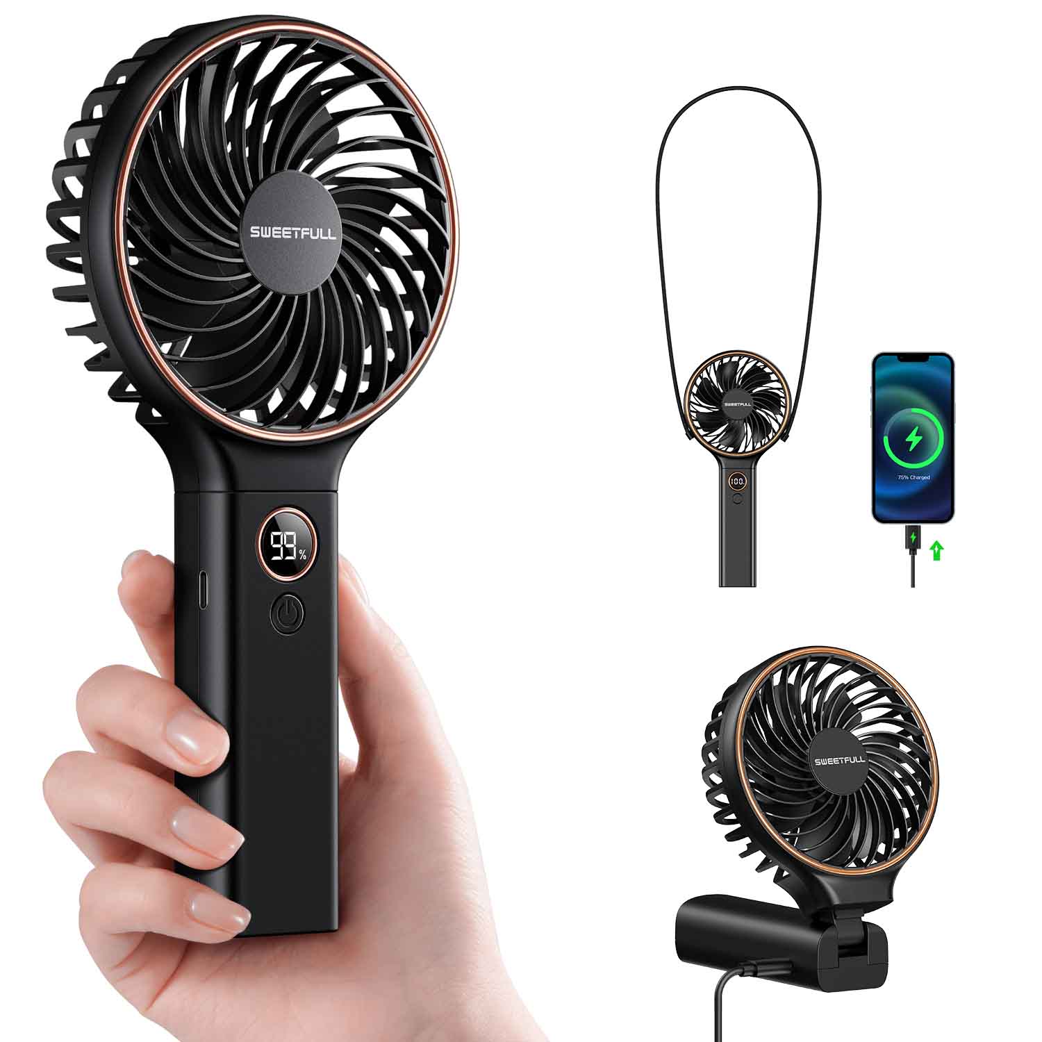 Sweetfull S2 Handheld Fan 5000mAh Portable Personal Fan
