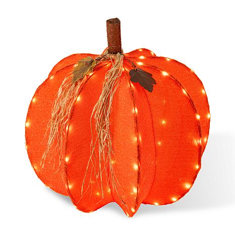 Glitzhome 25"H Fall 3D Lighted Foldable Pumpkin Outdoor Décor