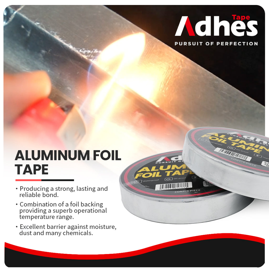 Adhes Tape Super Strong Aluminum Foil Adhesive Tape 20mm x 50m (10 Rolls)