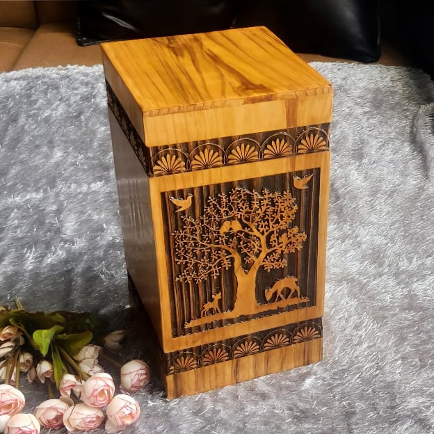 Wooden Urn for Ashes Adult Tree of Life