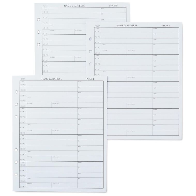 Unbranded Address Book Refills, 6 Holes