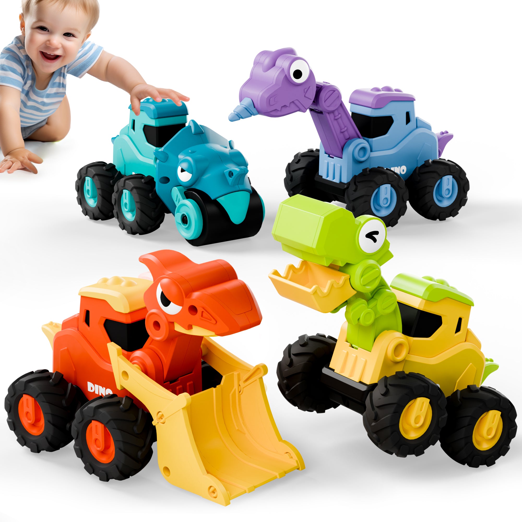 iPlay iLearn Big Head Racing Cars - 4 Piece Set