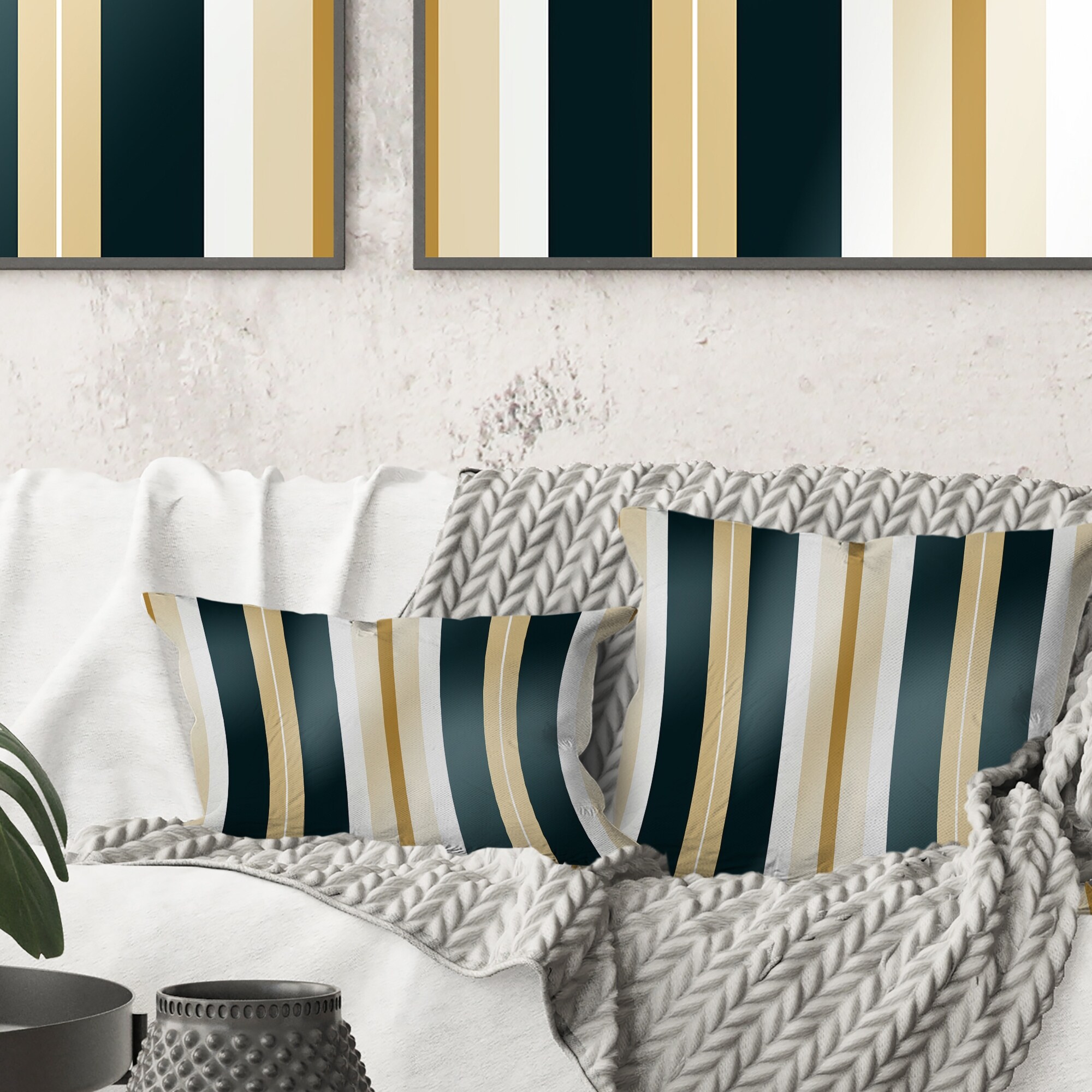 DesignArt Textured Striped Accent Pillow