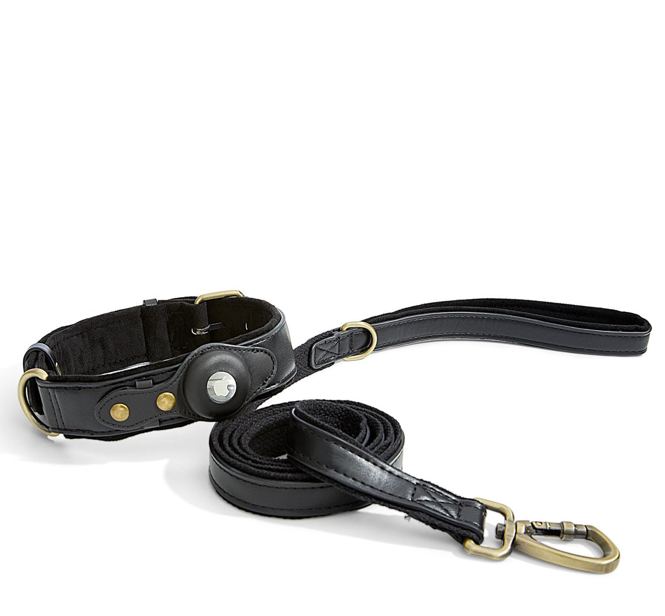 HDDTTZ AirTag Dog Collar and Leash Set (Large, Black)