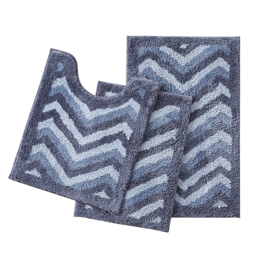 Similar to photo Plush Bath Rug, Gray and White Chevron Pattern