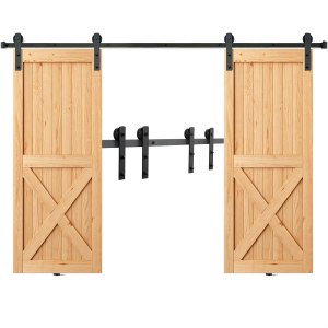 VEVOR Sliding Barn Door Hardware Kit, 8ft Double Door