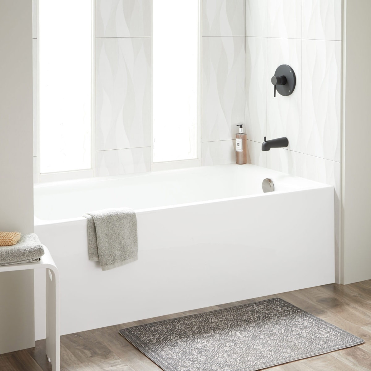 Signature Hardware 60" x 30" Sitka Acrylic Alcove Whirlpool Tub - Right Drain - White