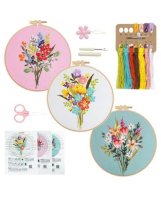 Embroidery Needlepoint Kit with Floral and House Patterns