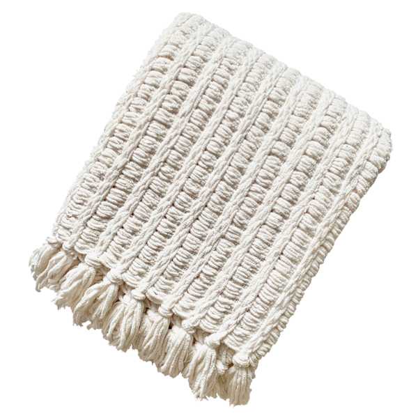 Basketweave Throw Blanket Natural 50 in. x 60 in.
