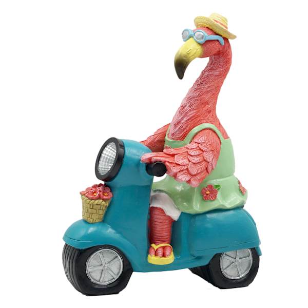 Faurvix Solar Garden Gnome Riding Flamingo Sculpture with LED Light
