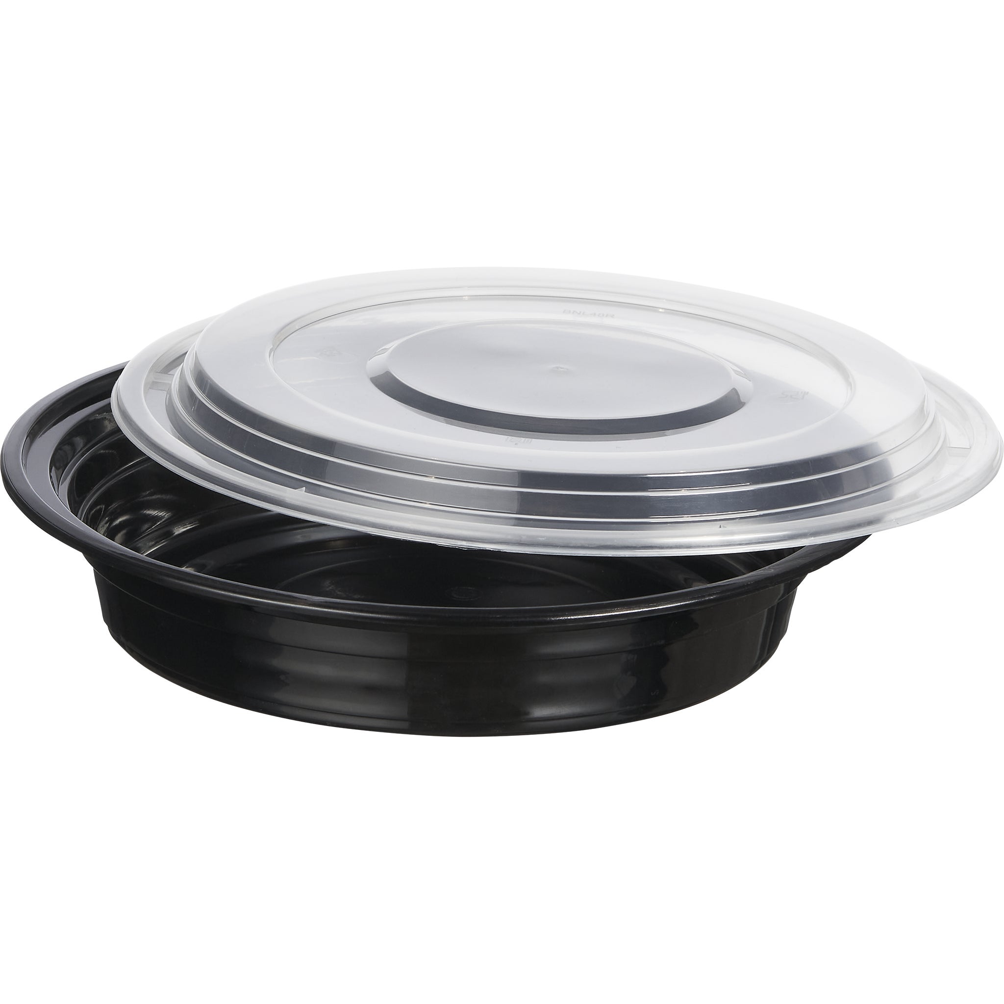 Essentials by First Glove 48 oz. Black Round Microwavable Container