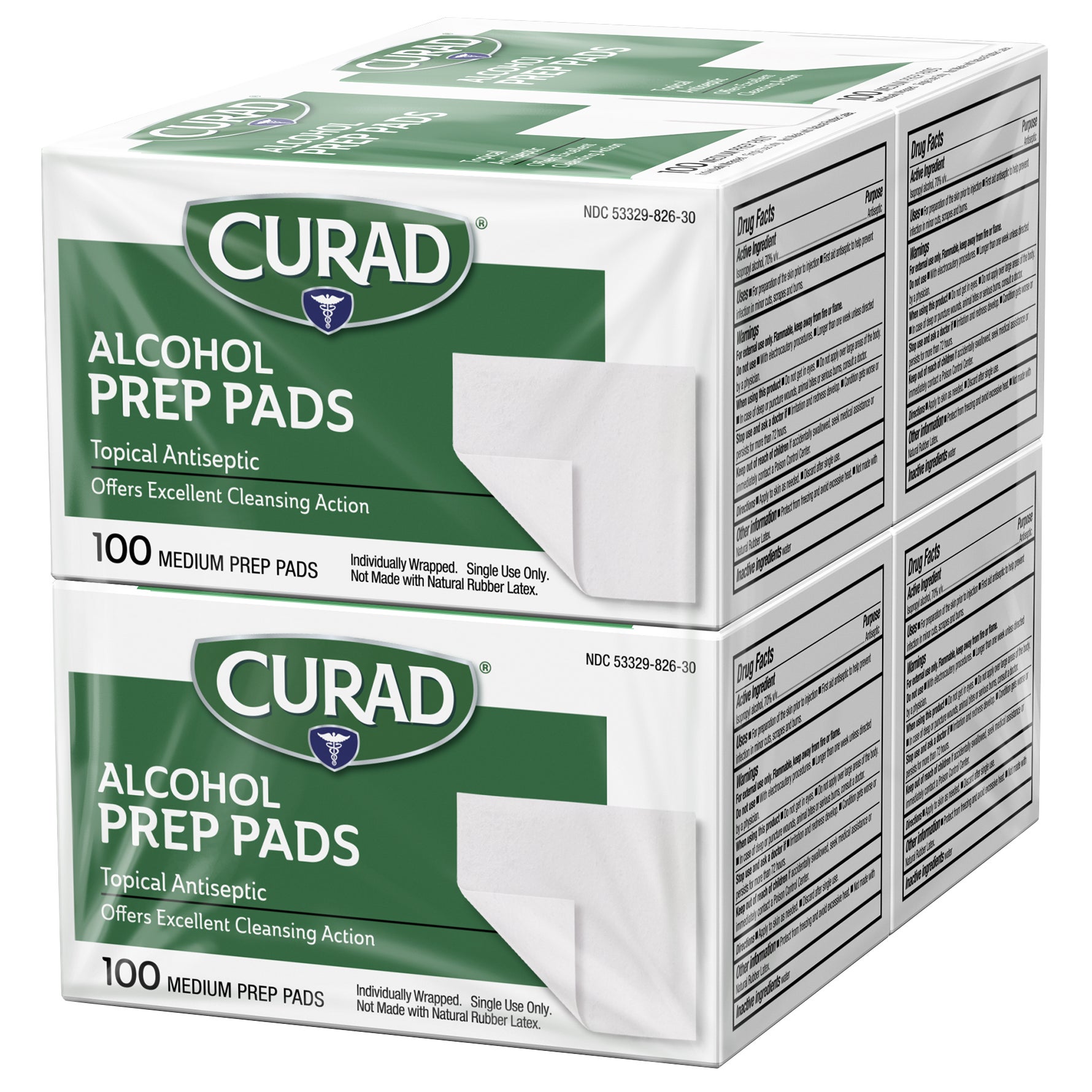 Curad Alcohol Prep Pads, Medium, 100 Count (Pack of 4)