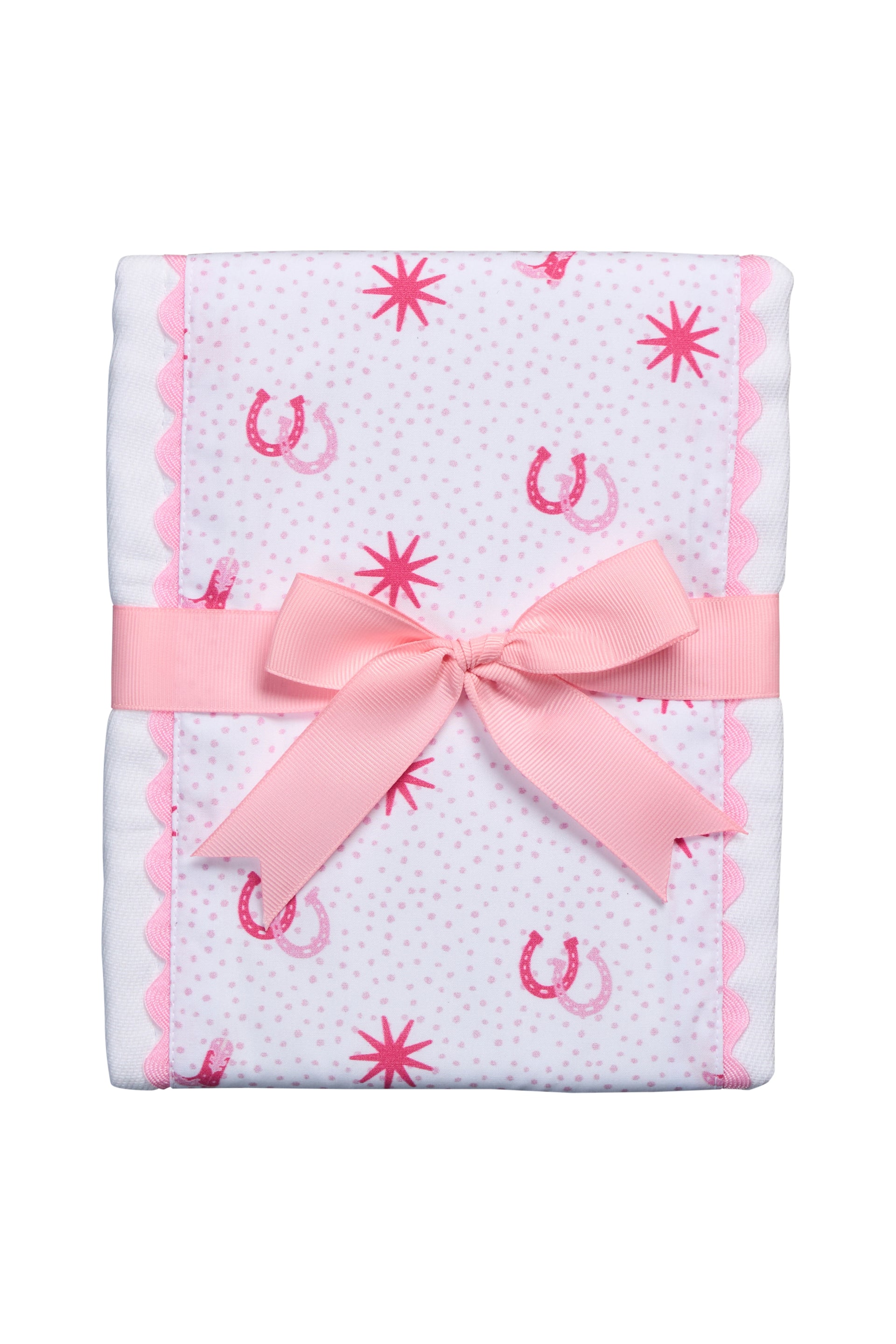 White Cloth with Pink Wavy Ric Rac Trim