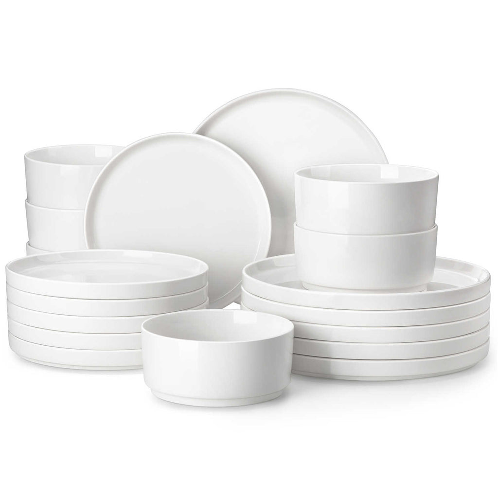 MALACASA 18-Piece Porcelain Dining Ware Set, Series LEAH