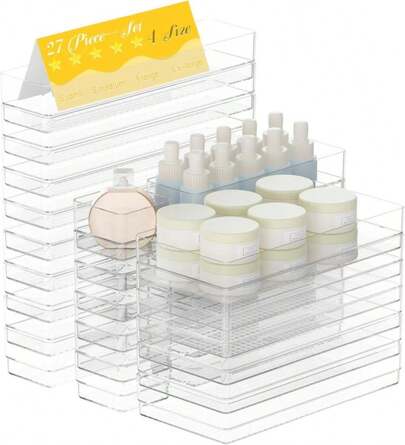 Maxset 27-Piece Clear Storage Box Organizer Set