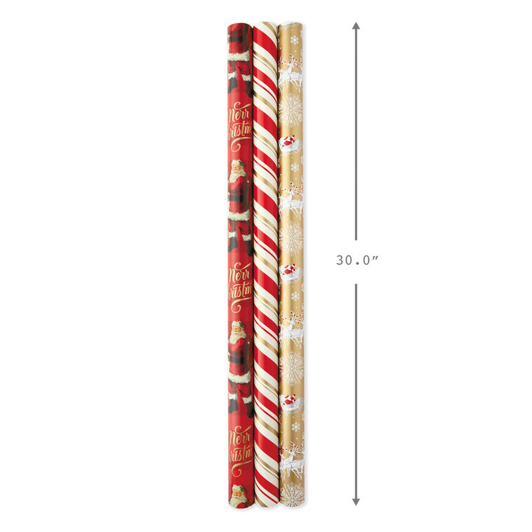 Hallmark Inspirations Heavy-weight Christmas Gift Wrap Multipack (3 Rolls)