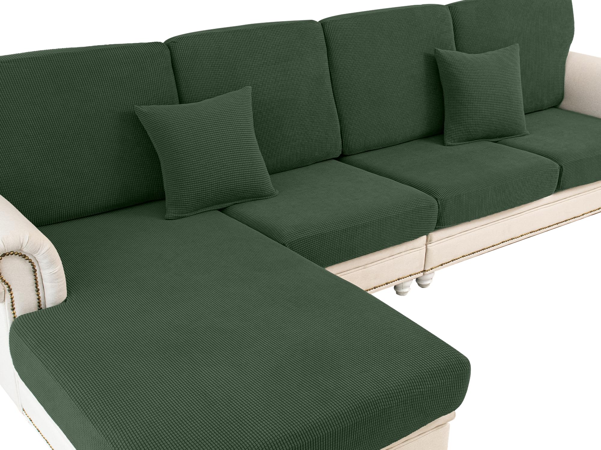 LA MEACK Couch Cushion Cover, Sofa 3-Seater, Green