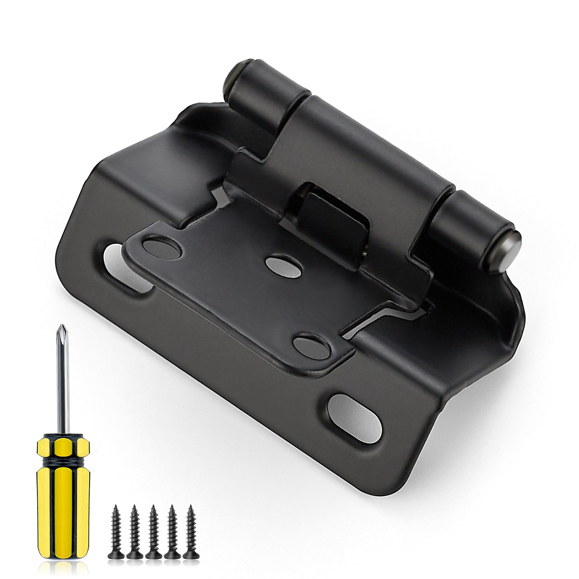 Ravinte 30 Pack (15 Pairs) 1/2" Overlay Black Semi-Concealed Self-Closing Cabinet Hinges