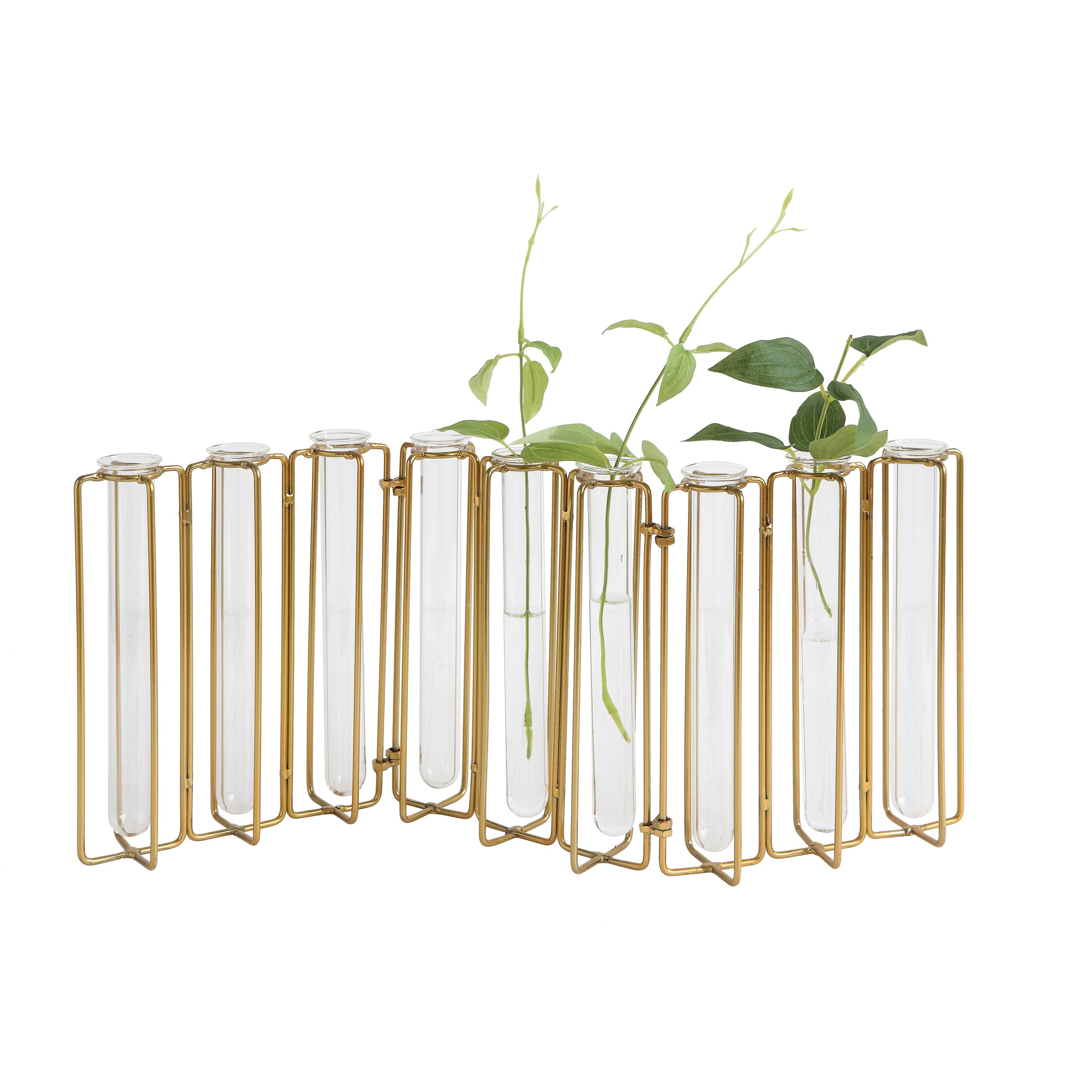 Tube Vase for Flowers for Home Decor (Gold)