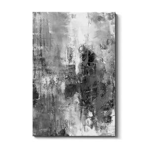 Abstract Wall Art Canvas, Black and White Linear Textured Design