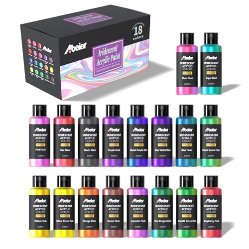Abeier Iridescent Acrylic Paint - 18 Colors