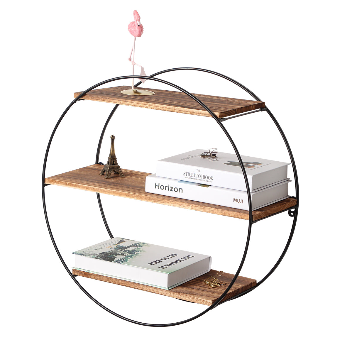 Wall Mounted Geometric Circle Design 3-Tier Floating Shelf