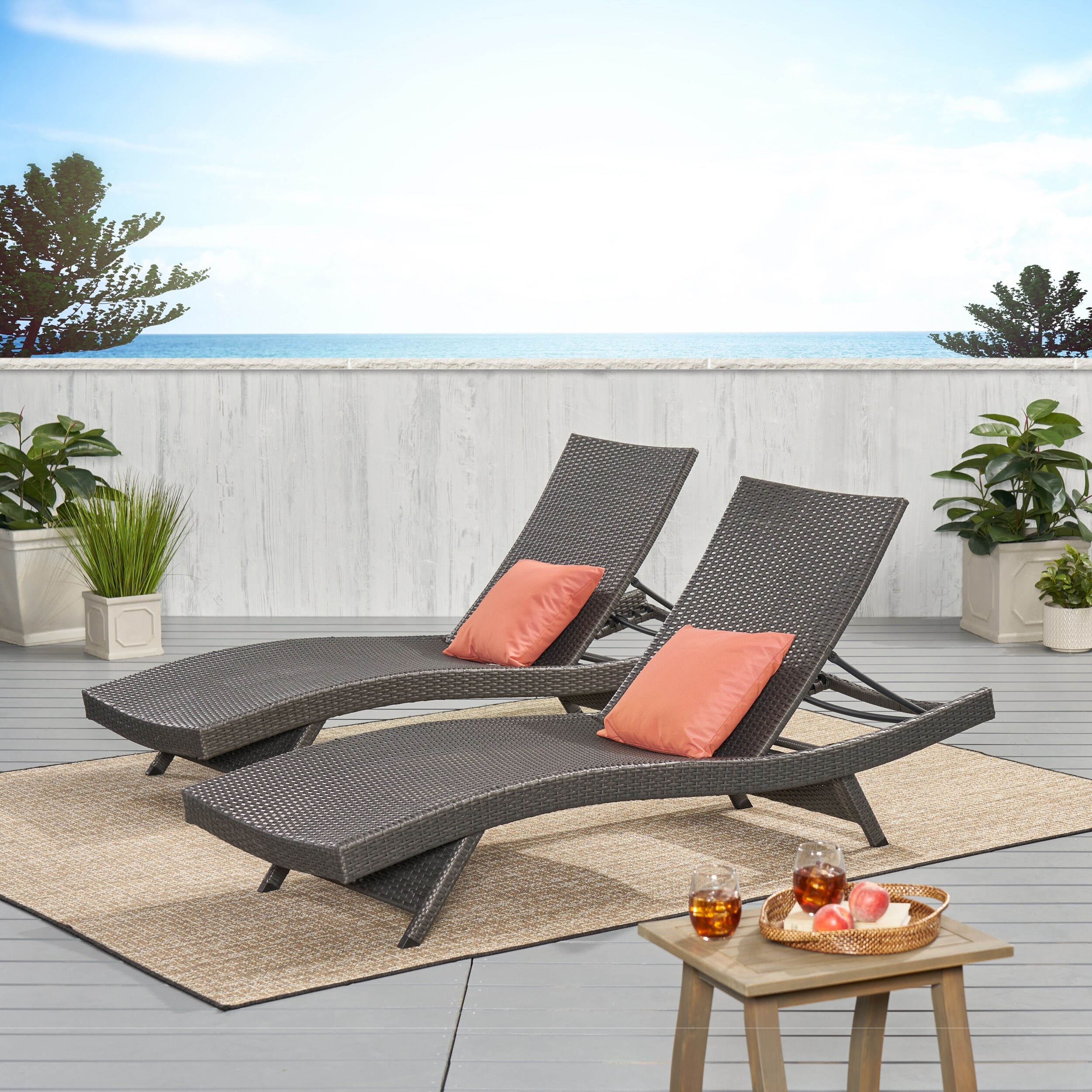 Chaise Lounge Set, 2-Piece, Grey