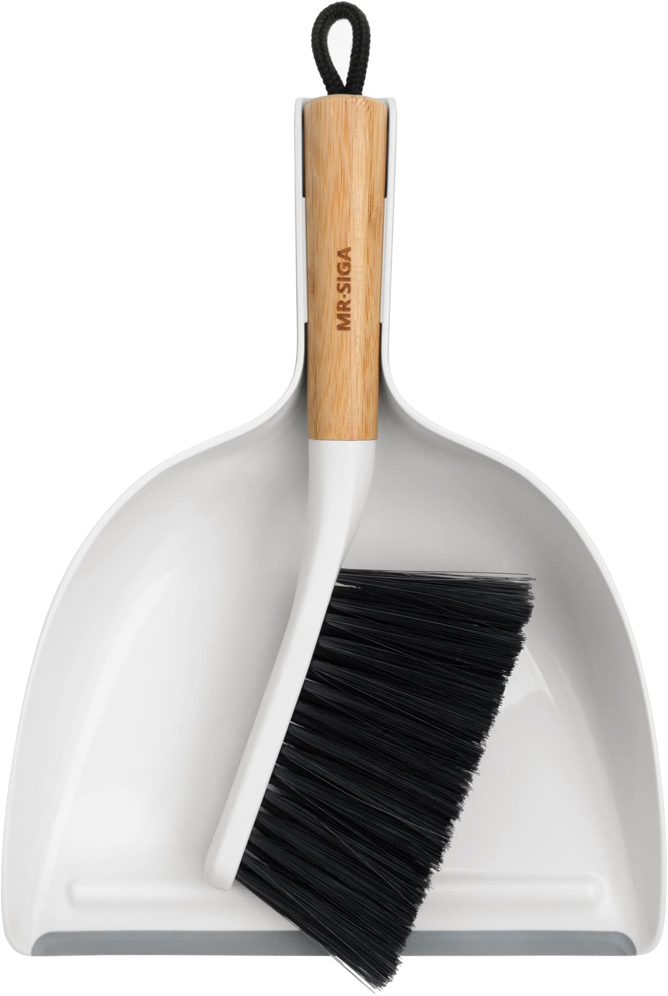 Mr. Siga Handheld Mini Dustpan and Brush Set with Bamboo Handle