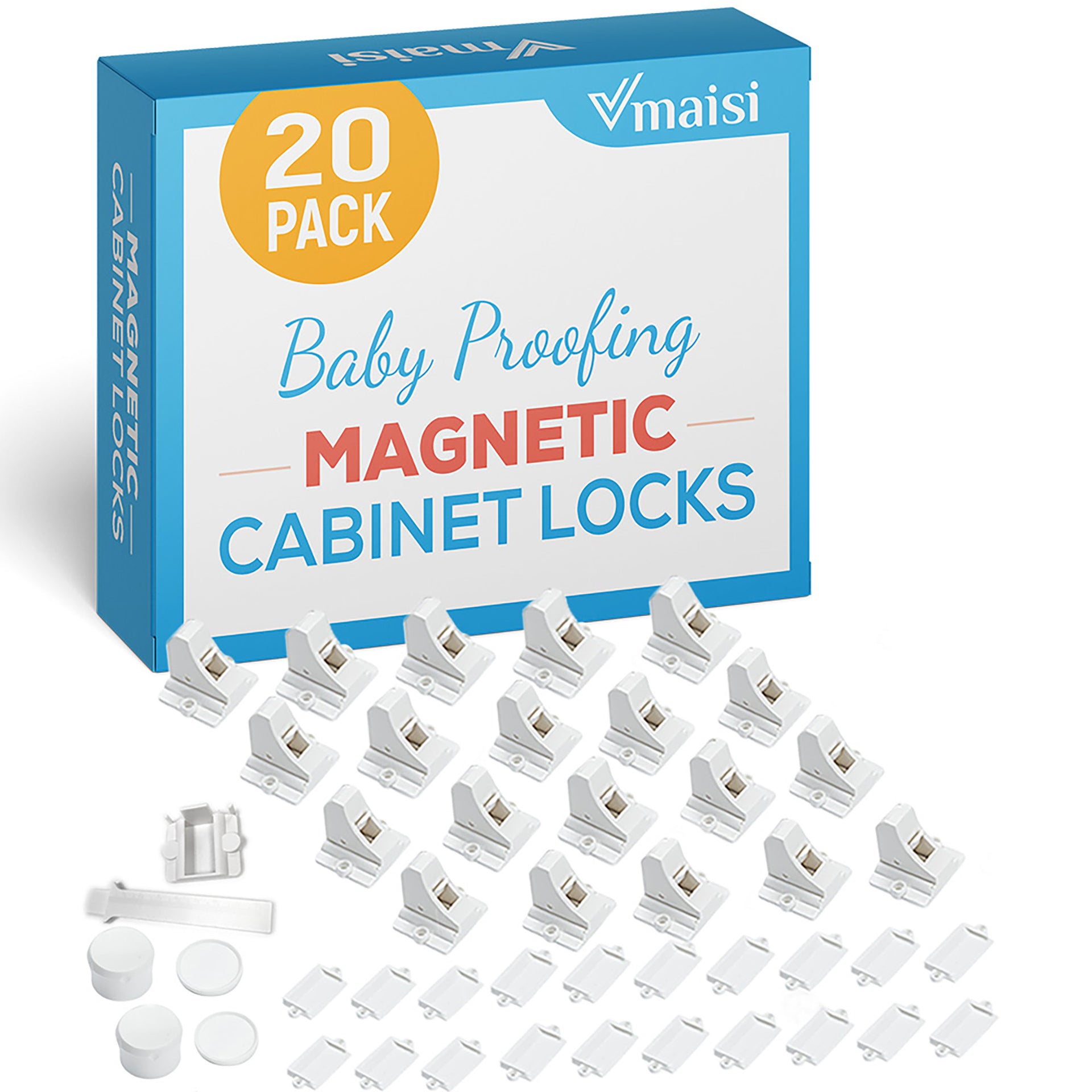 Maisi Baby Proofing Magnetic Cabinet Locks (20 Pack)
